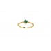 Ring Gold Yellow Green Round Emerald 18K 9K 14K INDIA Ring Size 14 Gem Stone Women Handmade Real Natural D673 (Yellow Gold, 14K)